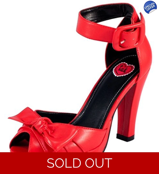 TUK Red Gathered Front Peep Toe Starlet High Heel Shoes UK P&P Inc